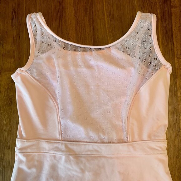 BLOCH Ballet Leotard Girls 12 Pale Pink Mesh Back Sleeveless Dance Leo Floral - Picture 4 of 6